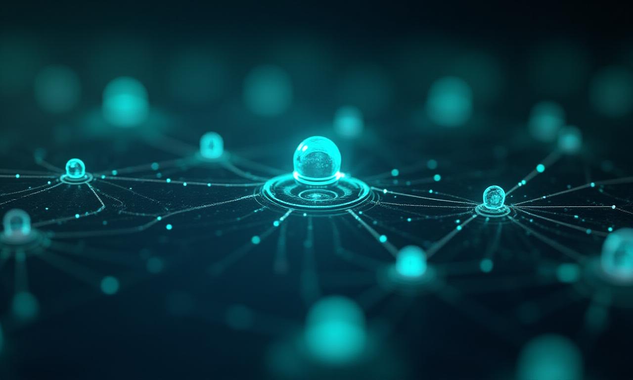 Abstract network topology with glowing nodes